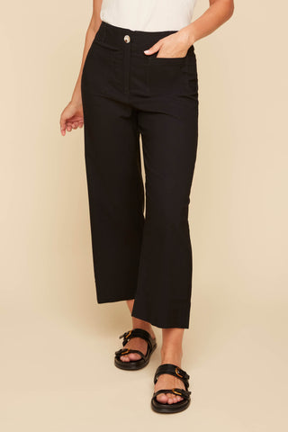 Cropped Wide Leg Pant-Black