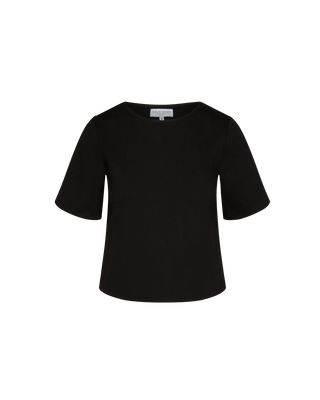 Extended Ponte Knit Short Sleeve Top- Black