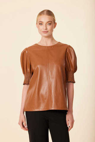 Crew Neck Leather Top