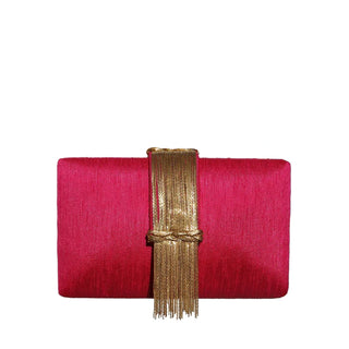 Cranberry Fringe Clutch