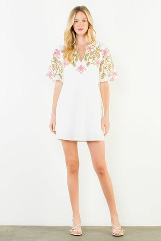 Lyla Embroidered Mini Dress