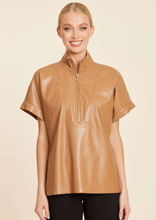 Faux Leather Pullover Top