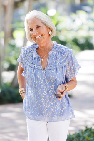 Hydrangea Flutter Sleeve Top