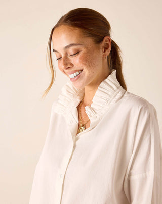 Emerson Elizabethan Collar Top- White