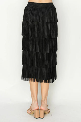 Jayleen Fringe Skirt - Black