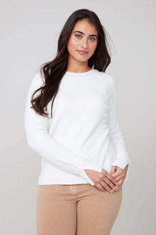 Front Seam Knit Sweater - Crème