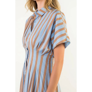 Blue Striped Button Up Maxi Dress