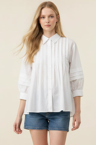 Pleated Slv. Button Down