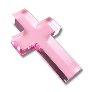 Large Pink Cross Acrylic Weight