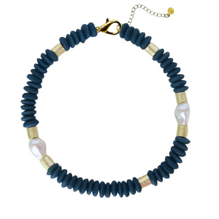 Capri Pearl Collar - Midnight Blue