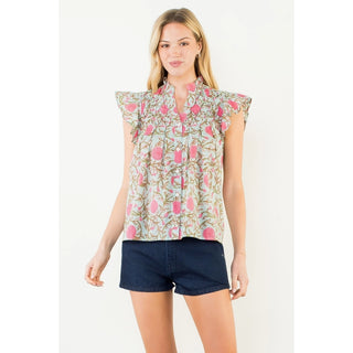 Flutter Slv. Floral Top