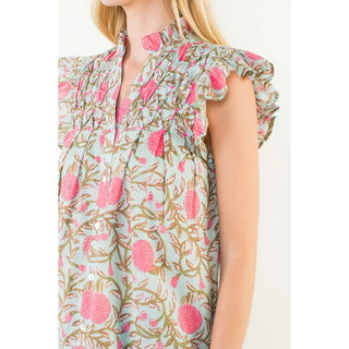 Flutter Slv. Floral Top