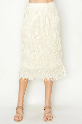 Jayleen Fringe Skirt - Cream