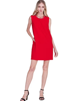 Embellished Neck Shift Dress