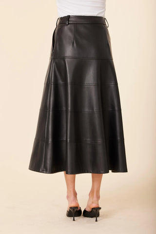Vegan Leather Long Skirt