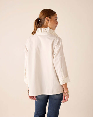 Emerson Elizabethan Collar Top- White