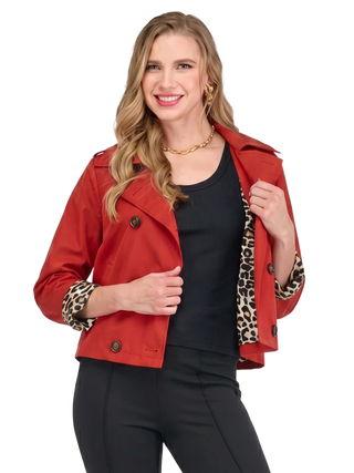 Cropped Trench Coat- Flame