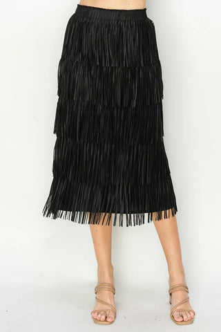 Jayleen Fringe Skirt - Black