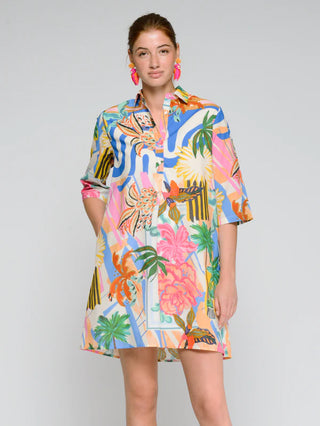 Palm Tree Short Shirtdress
