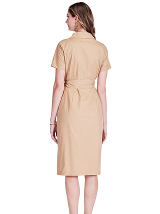 Khaki Midi Shirtdress