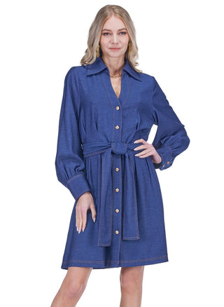 Denim Pleated Shirtdress
