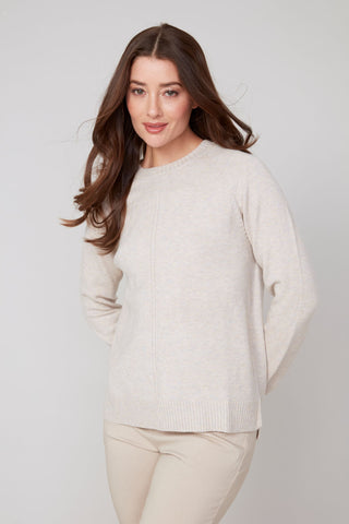Front Seam Knit Sweater - Heather/Oyster