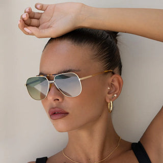 Logan Sunglasses- Gold/Fade Green