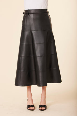 Vegan Leather Long Skirt