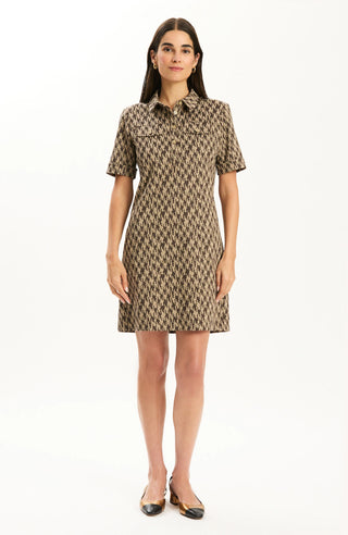 Kat Knit Twill Dress- Iced Coffee