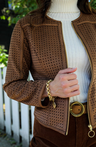 Piper Punched Jacket- Bison