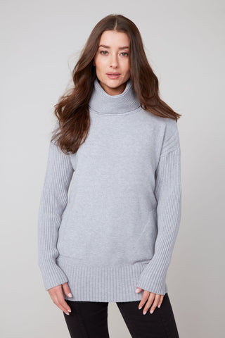 Front Pocket Knit Sweater - Heather