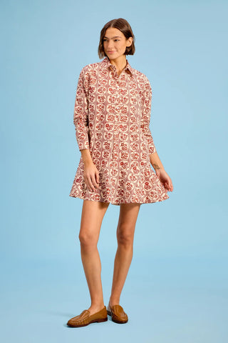 Polly Dress- Brick Bloom