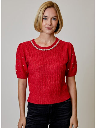 Rhinestone Sleeve Sweater