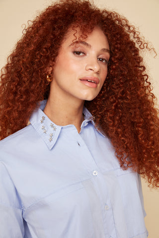 Embellished Collar Button Down