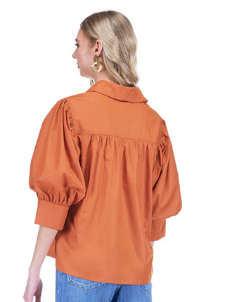 Burnt Orange Puff Sleeve Top