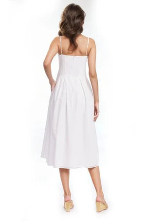 Pleated Poplin Dress - White
