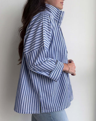 Emerson Top- Double Blue Stripe