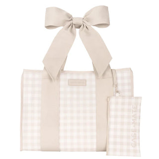 Latte Gingham Bow Jelly Tote Bag