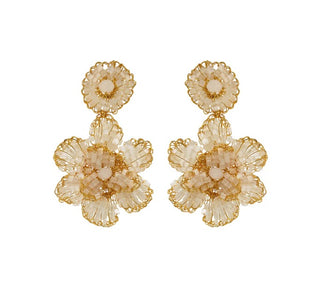 Mini Blossom Earrings- White/Gold