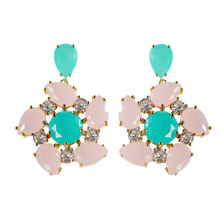 Pink/Turquoise Pinwheel Earrings