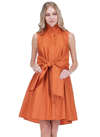 Burnt Orange Back Wrap Dress
