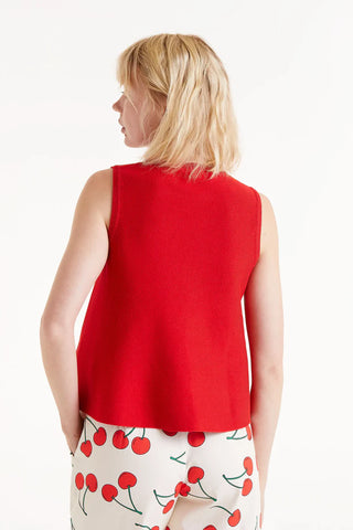 Sleeveless Knit Top-Red