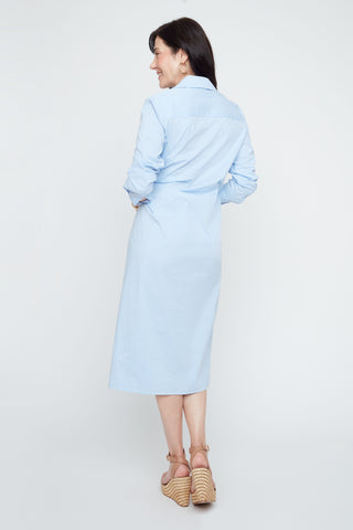 Front Knot Midi Dress- Blue Combo