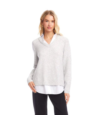 Layered Sweater- Light Heather Grey