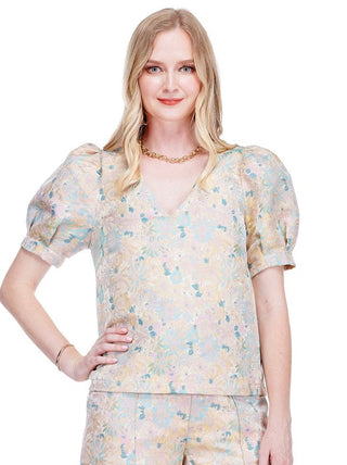 Bloomsoft Brocade Puff Sleeve Top