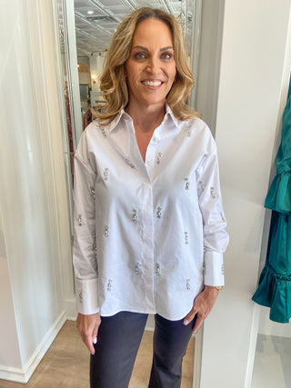 Echo Boyfriend Shirt- White