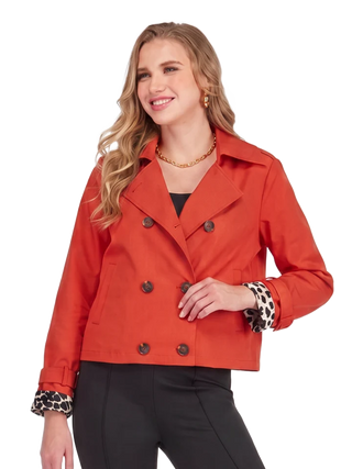Cropped Trench Coat- Flame