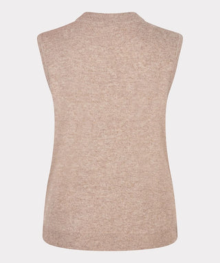 Taupe Sleeveless Sweater Top