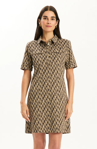 Kat Knit Twill Dress- Iced Coffee