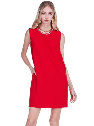 Embellished Neck Shift Dress